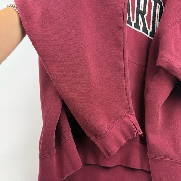 Vintage Harvard Hoodie • 2XL Maroon Embroidered Pullover by J. America - Picture 7 of 10